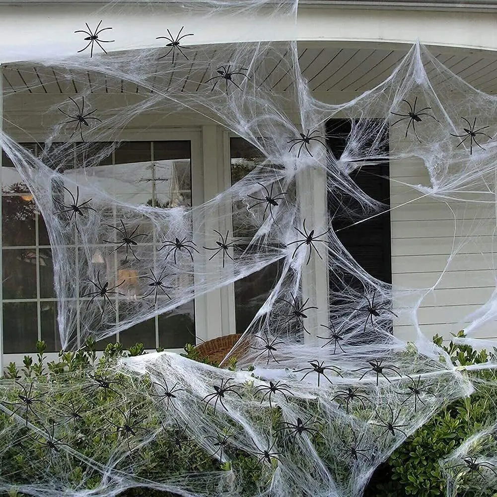 Spider Web Halloween Decoration Scary Party Scene Props Curtain Sticker Halloween Decor Accessories