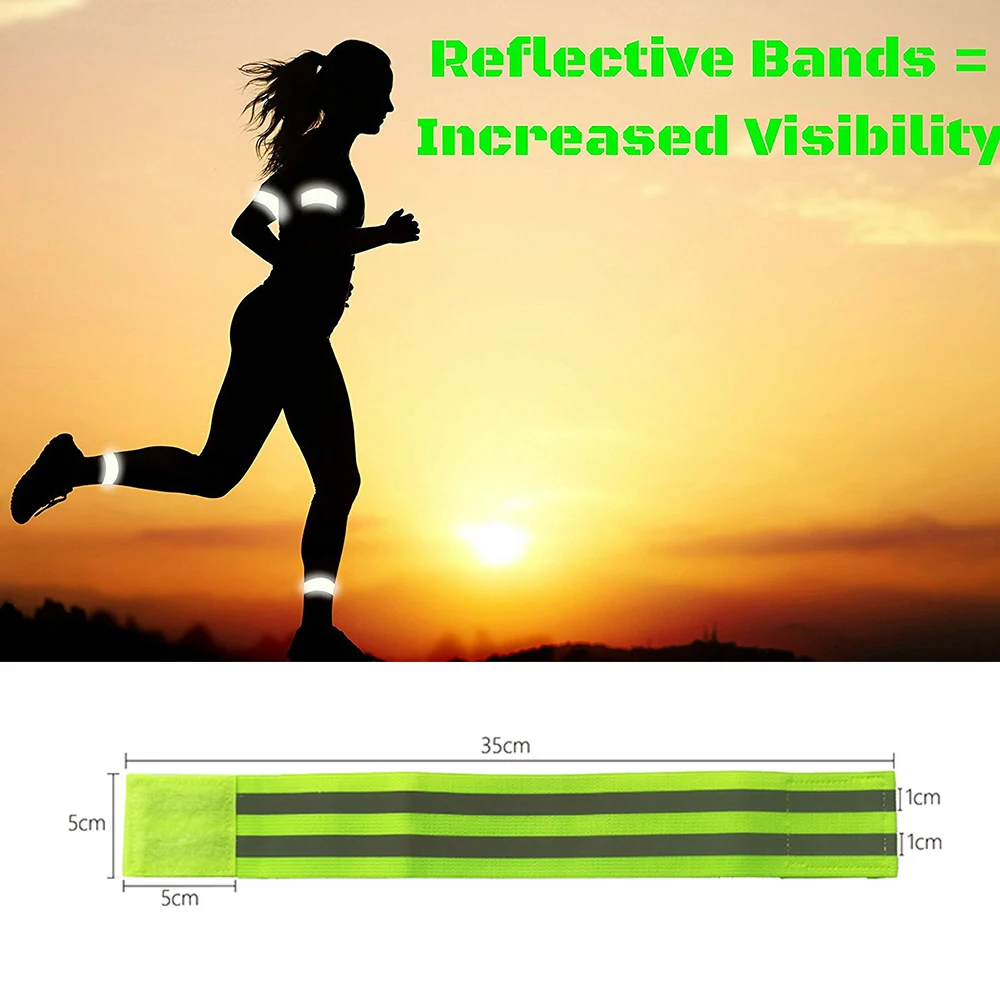 Running Reflective Arm Bands for Wrist Ankle Leg Reflector High Visibility Reflect Straps Cycling Running Safety Reflector Tape