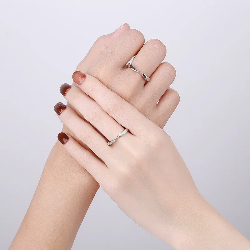 CIAXY Silver Color Mobius Rings for Student Couple Ribbon Design Opening Ring Simple  Jewelry Wholesale
