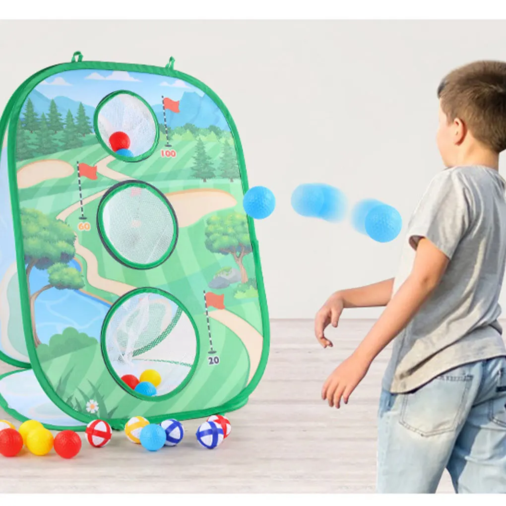 Juego de juegos de Golf para niños, tapete de práctica de Golf 3 en 1, red de astillado de Golf de 3 lados con Club, práctica de Golf de múltiples modos para niños y adultos