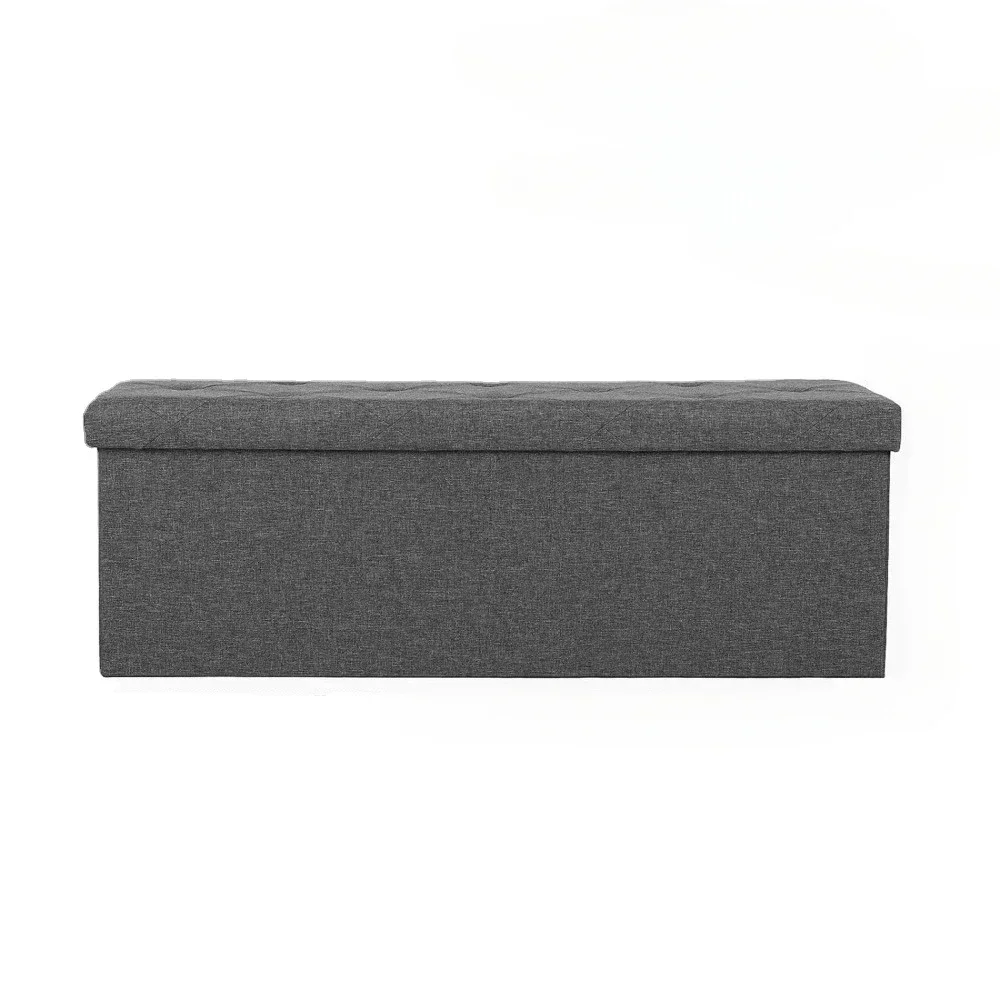 

Storage Ottoman Bench 43Inches in Large Capacity Hidden Chest Organizer Box,Comfortable Grey Fabric FootRest Stool Ottoman Bench