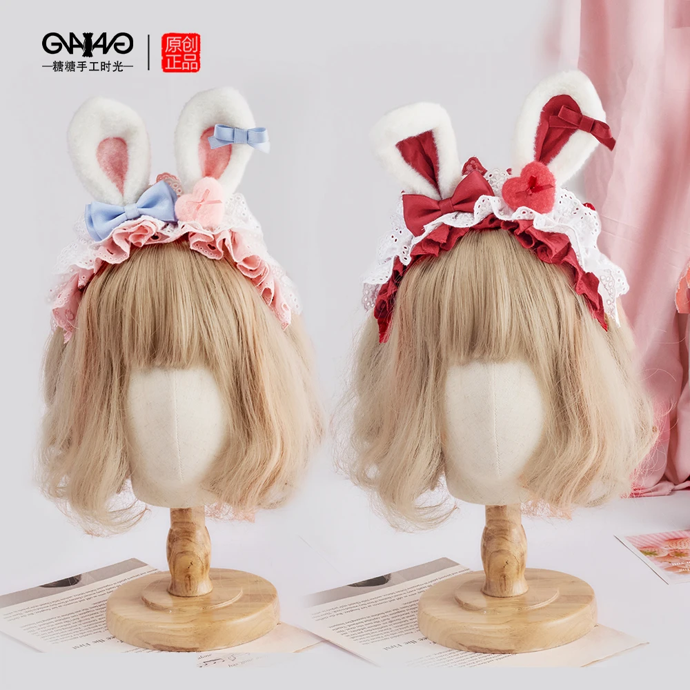 

Girl Hairband Bowknot Bunny Handmade Bunny Ear Headband Sweet Cute Cupcake Hair Accessory for Women Lolita New Headwear