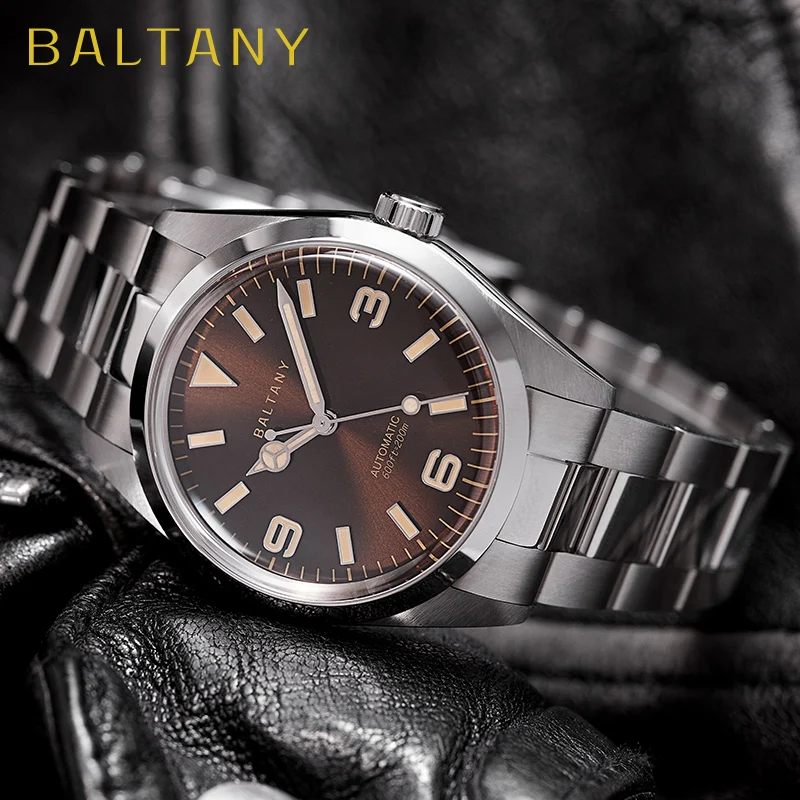 Baltany 39 ミリメートルエクスプローラー腕時計マン S4035 NH38 自動ステンレススチールブレスレット防水 200 メートル高級機械式腕時計マン