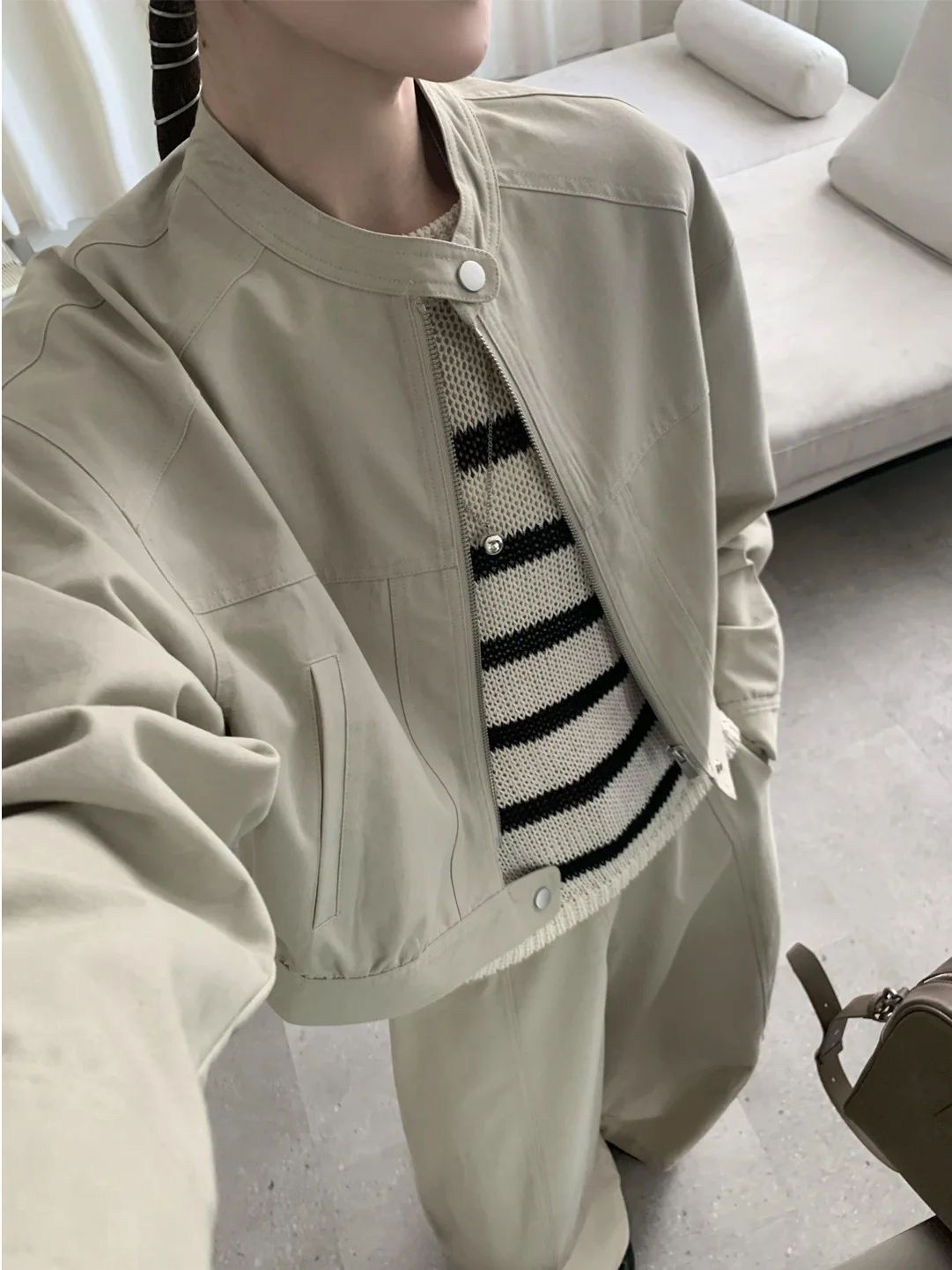 

Cool Style Long Sleeve Jacket And Wide Leg Pants Women's Set Spring 2026 Slimming Effect Fashionable Commute Windbreaker