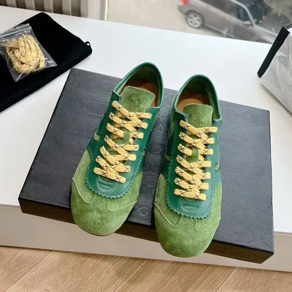 2026 Spring New Retro German Training Shoes Women's Flat Casual Sports Shoes Men's Leather Breathable Men's Shoes