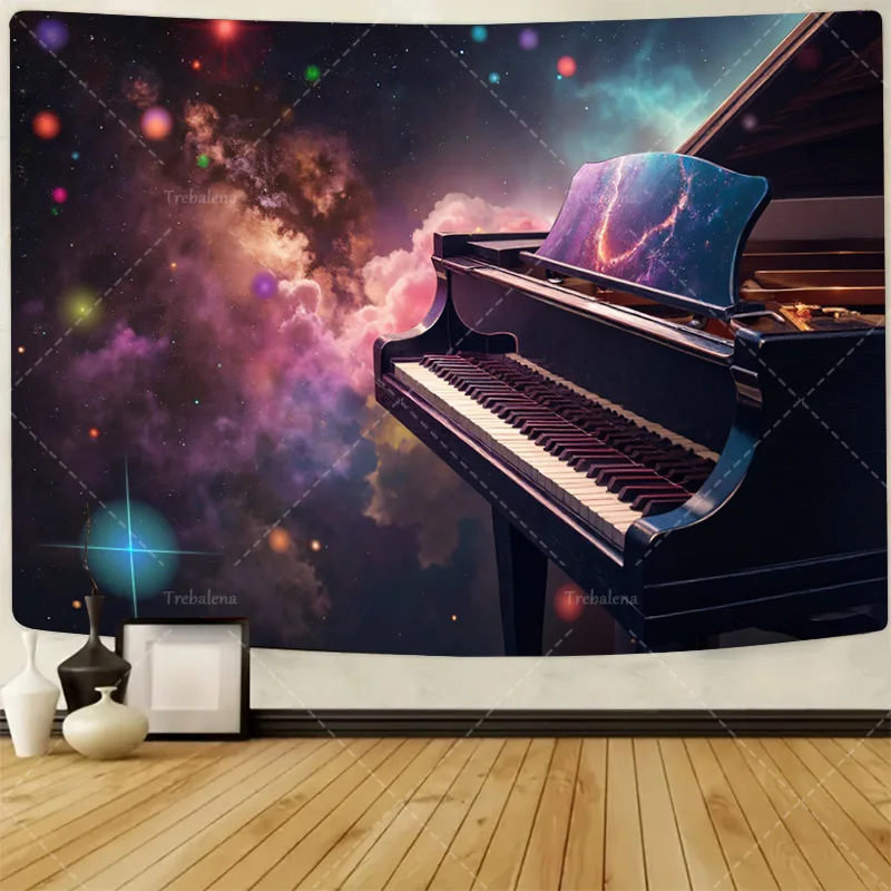 

1шт настенный гобелен Galaxy Piano гобелен-космическое музыкальное искусство для декора стен