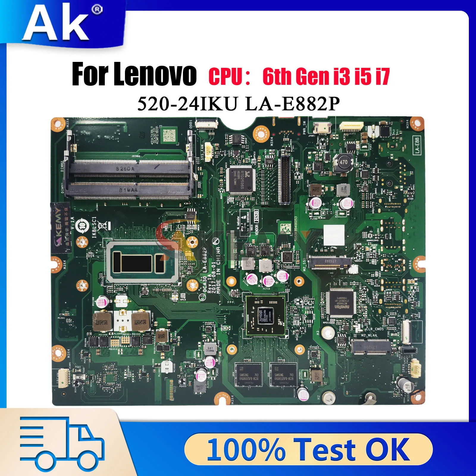 

LA-E882P для Lenovo Ideacentre AIO 520-22IKU 24IKU с процессором i3 i5 DDR4, материнская плата, 100% протестировано, ОК