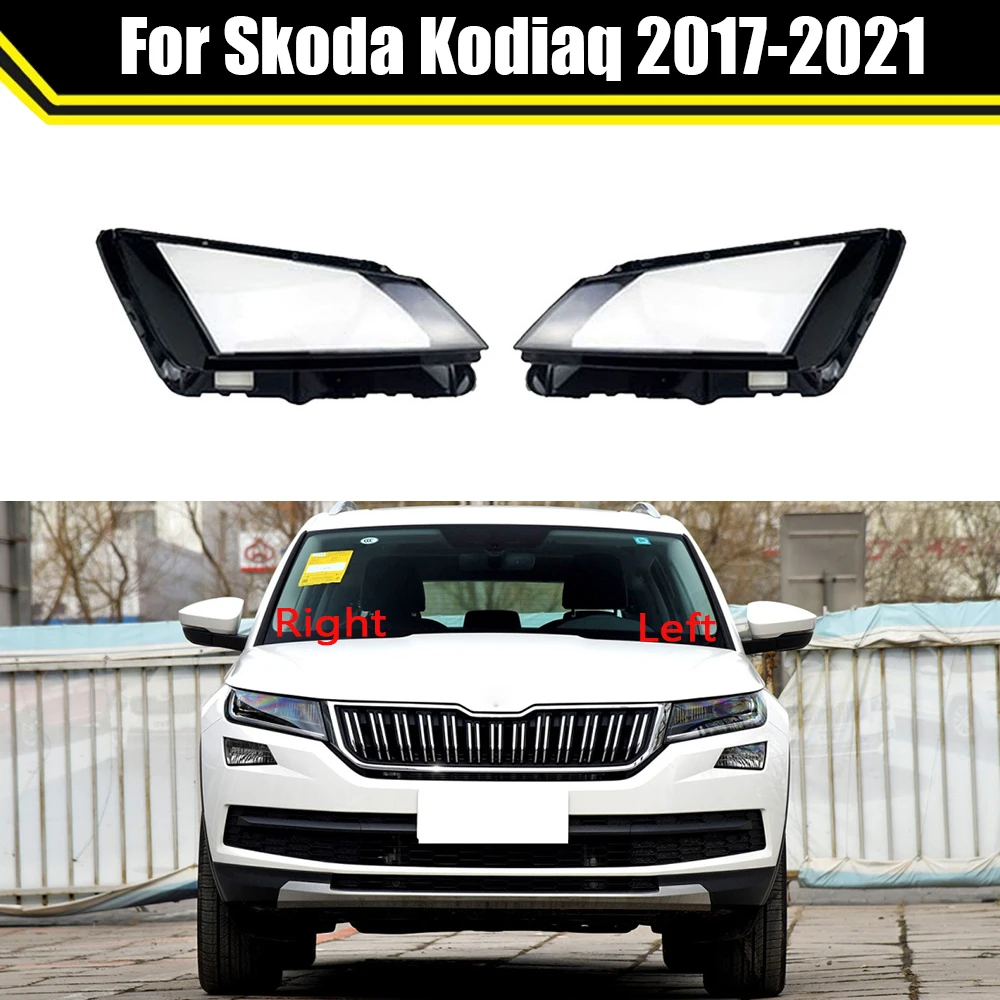 Car Front Headlight Cover For Skoda Kodiaq 2017~2021 Headlamps Transparent Lampshades Lamp Light Lens Glass Masks Headlamp Shell