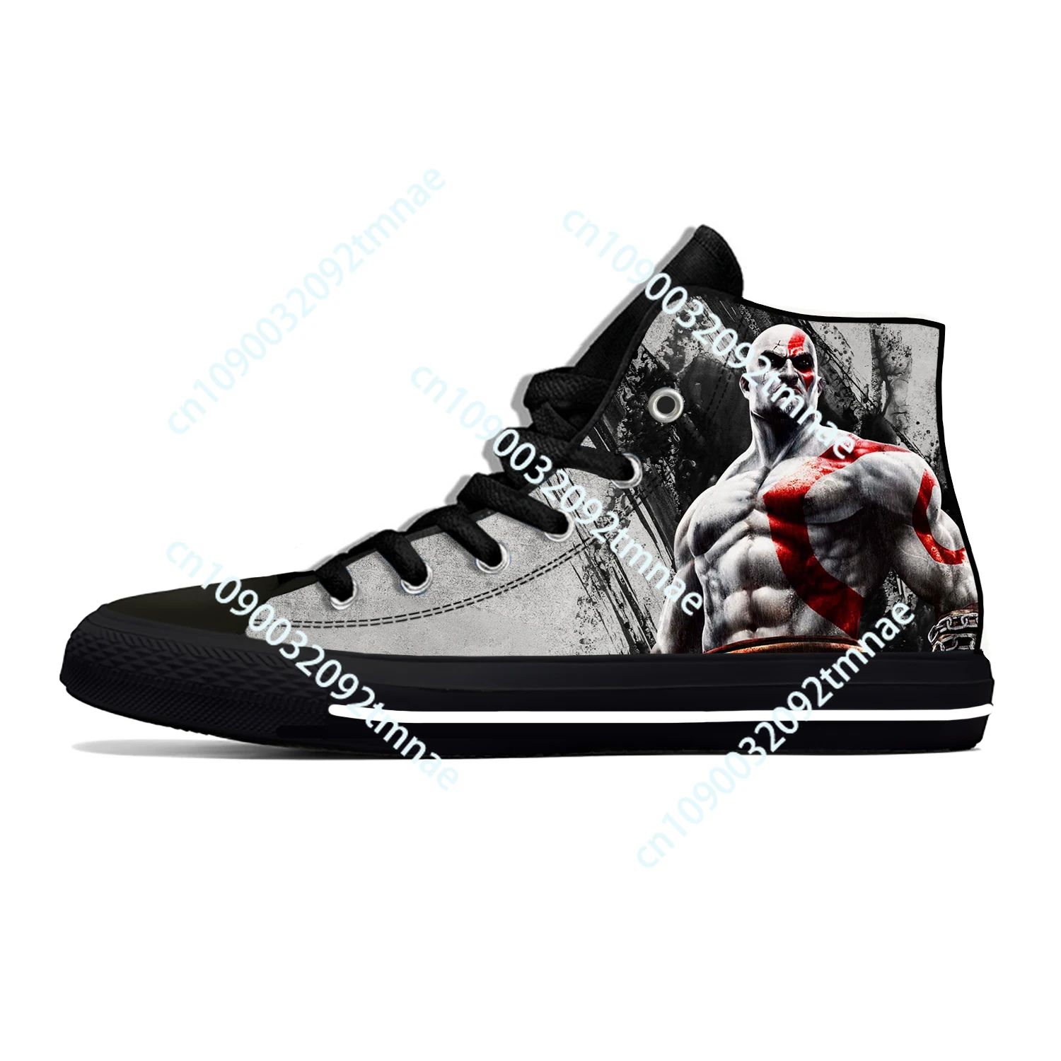 

Anime Cartoon God of War Kratos Game Cool Fashion Casual Cloth Shoes High Top Lightweight Breathable Custom Men Women Sneakers