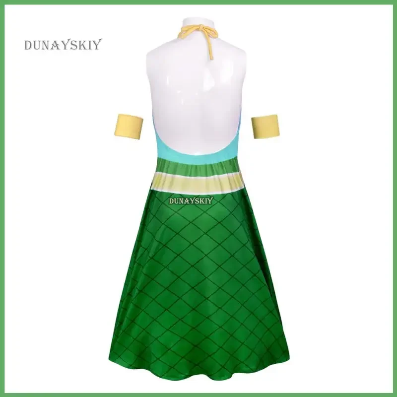 Wendy Marvell anime cosplay costume kids Green backless dress wig children adult girl kawaii Carnival party suit