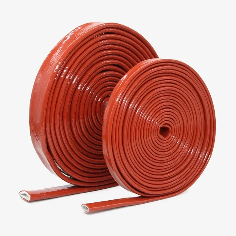 1/2/5m Silicone Fiberglass Tube Coated Glass Fiber Braided Fireproof Sleeve Fire Retardant Case High Temperature Cable Sleeve