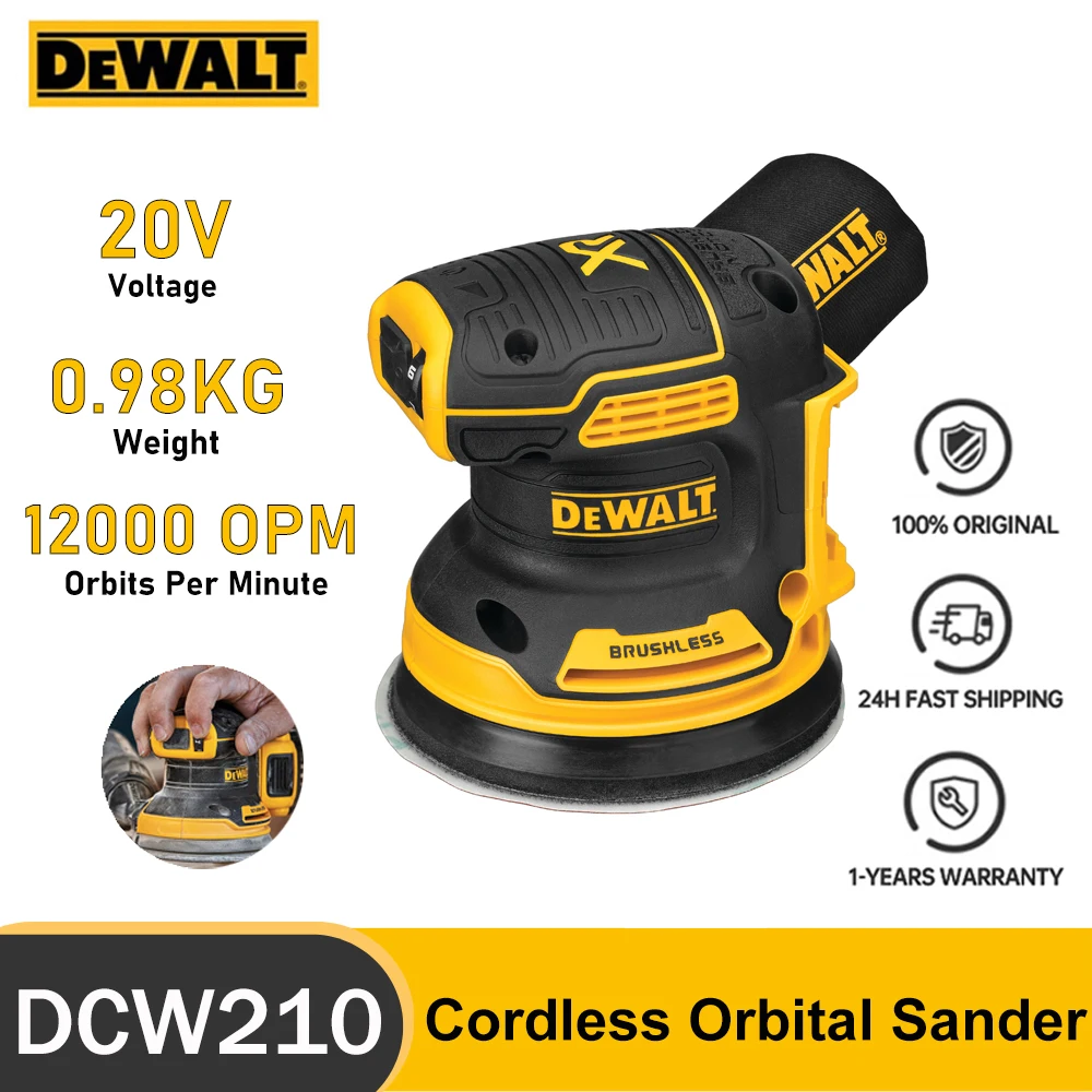 DEWALT DCW210 Cordless Brushless Orbital Sander 20v 12000pm Variable-Speed Bottom DIA 125mm Handheld Eccentric Sander Power Tool