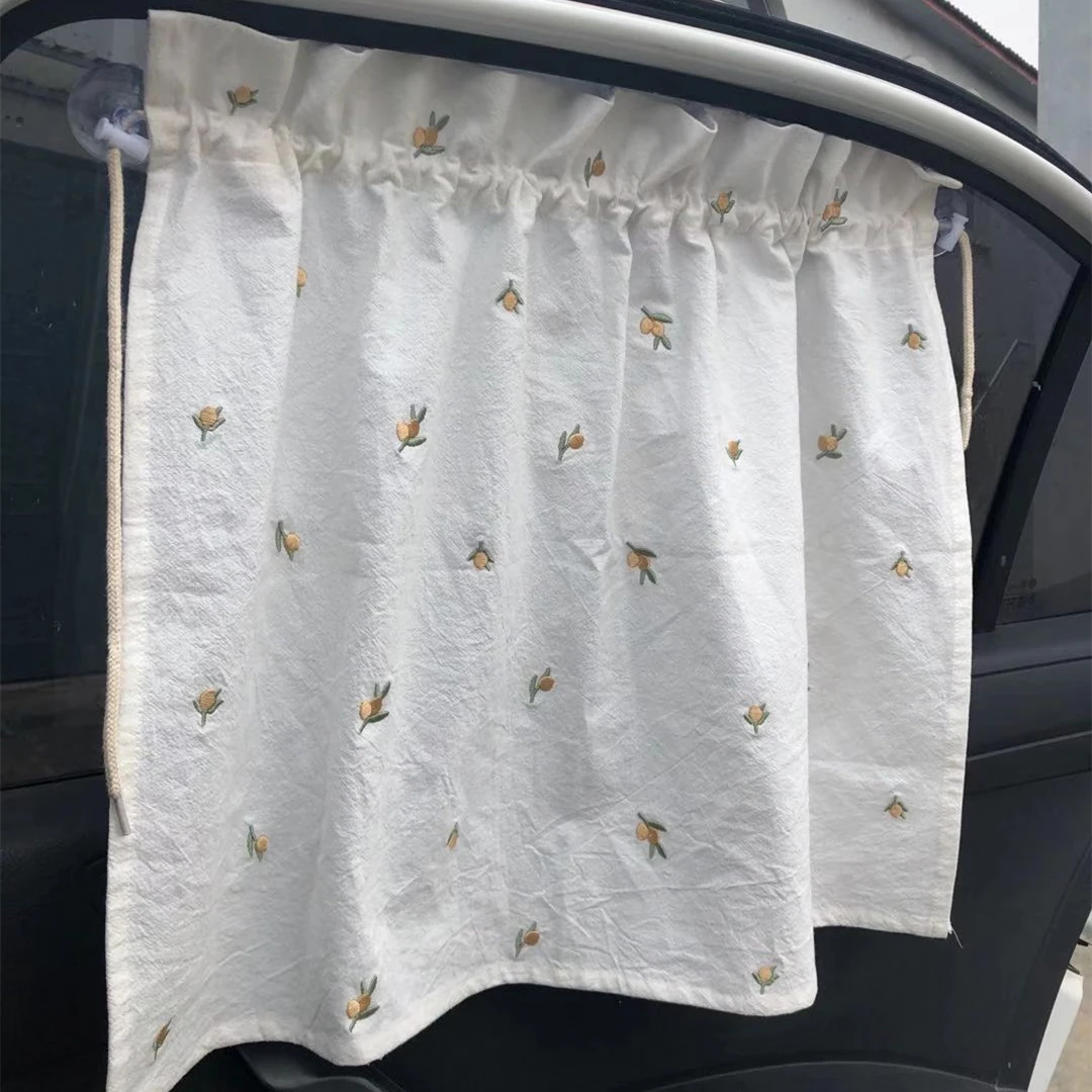 Kawaii Cartoon Baby Car Curtain Embroidered Children Sun Protection Sunshade Window Curtain UV Protection For Kid