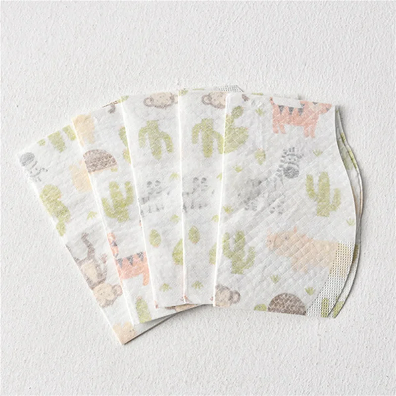 

M15K-80 Pcs Baby Disposable Bibs Non-Woven Fabric Baby Toddler Bibs Feeding Saliva Apron Paper Bibs Portable Bibs