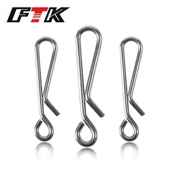 FTK 50/100Pcs Stainless Steel Hook Fast Clip Lock Snap Swivel Solid Rings 0#-5# Safety Snaps Fishing Hook Connector Hook Tool