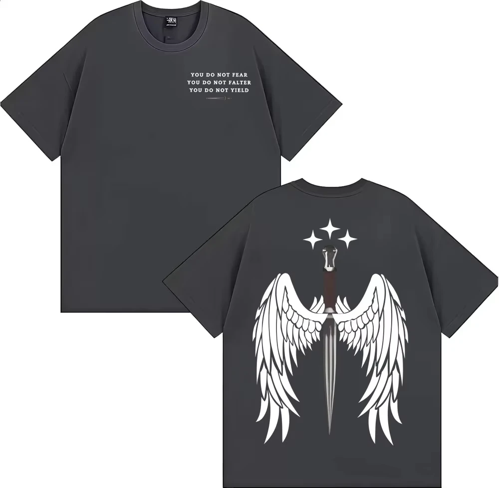Herrenbekleidung Harajuku Retro Muster T-Shirt Fledermaus Junge Azriel Shadowsinger T-Shirt Herren Sommer Top Kurzarm T-Shirt Goth