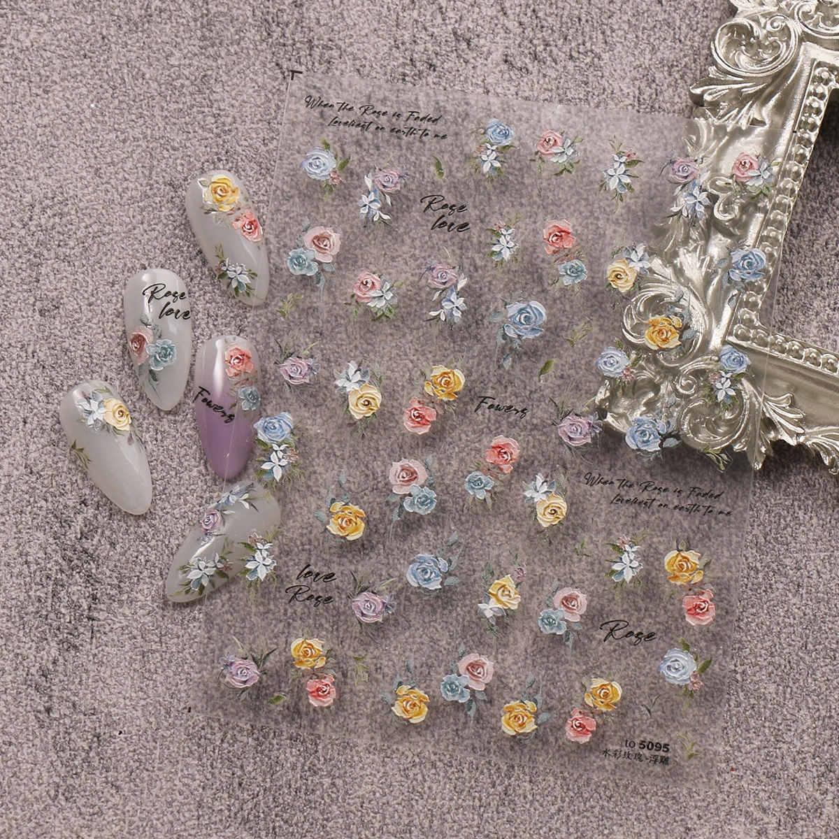 2 szt. Naklejki na paznokcie w stylu vintage z motywem motyli i kwiatów - Delikatne naklejki do zdobienia paznokci, łatwe w aplikacji, dekoracja paznokci, DIY, prezent