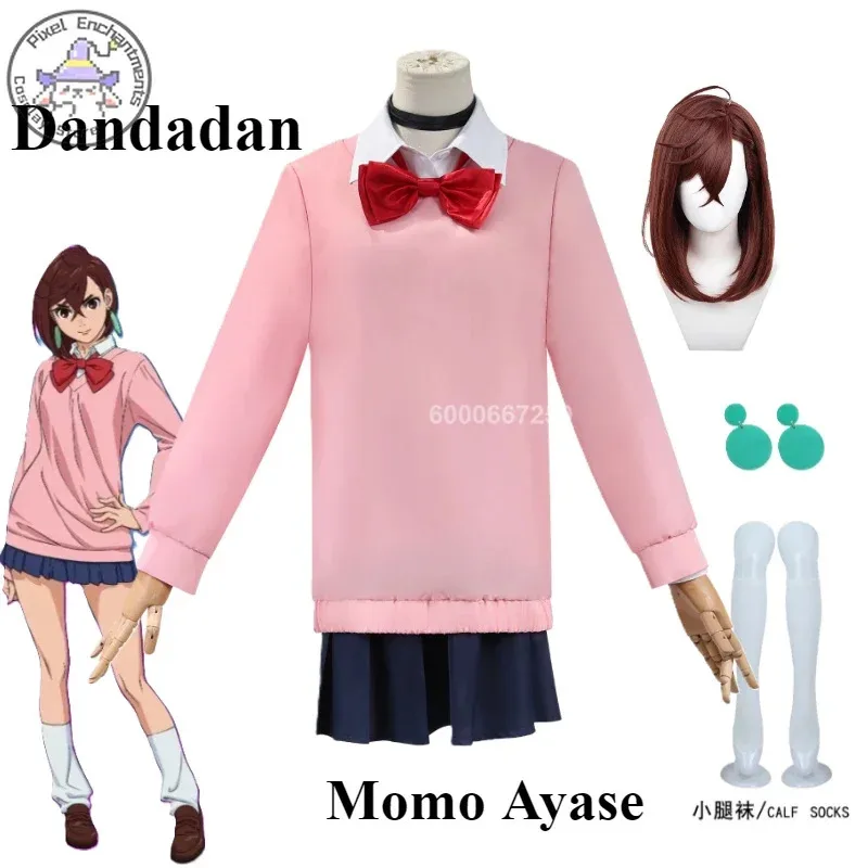 

DY2025Anime Dandadan Momo Ayase Cosplay Costume Women Role Play Pink Skirt School Uniform Disguise Suits Halloween Carnival Clot