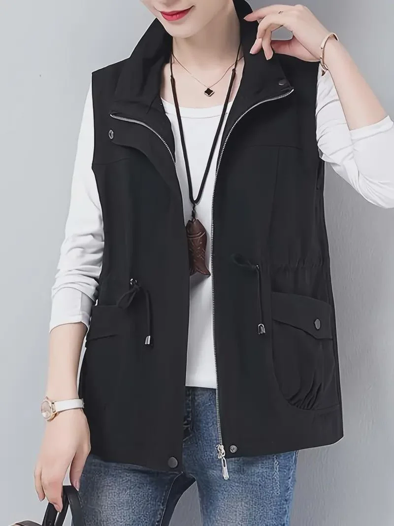 Vest Women's Spring and Autumn 2024 New Coat Casual Loose Waist Fashion Classic Vest