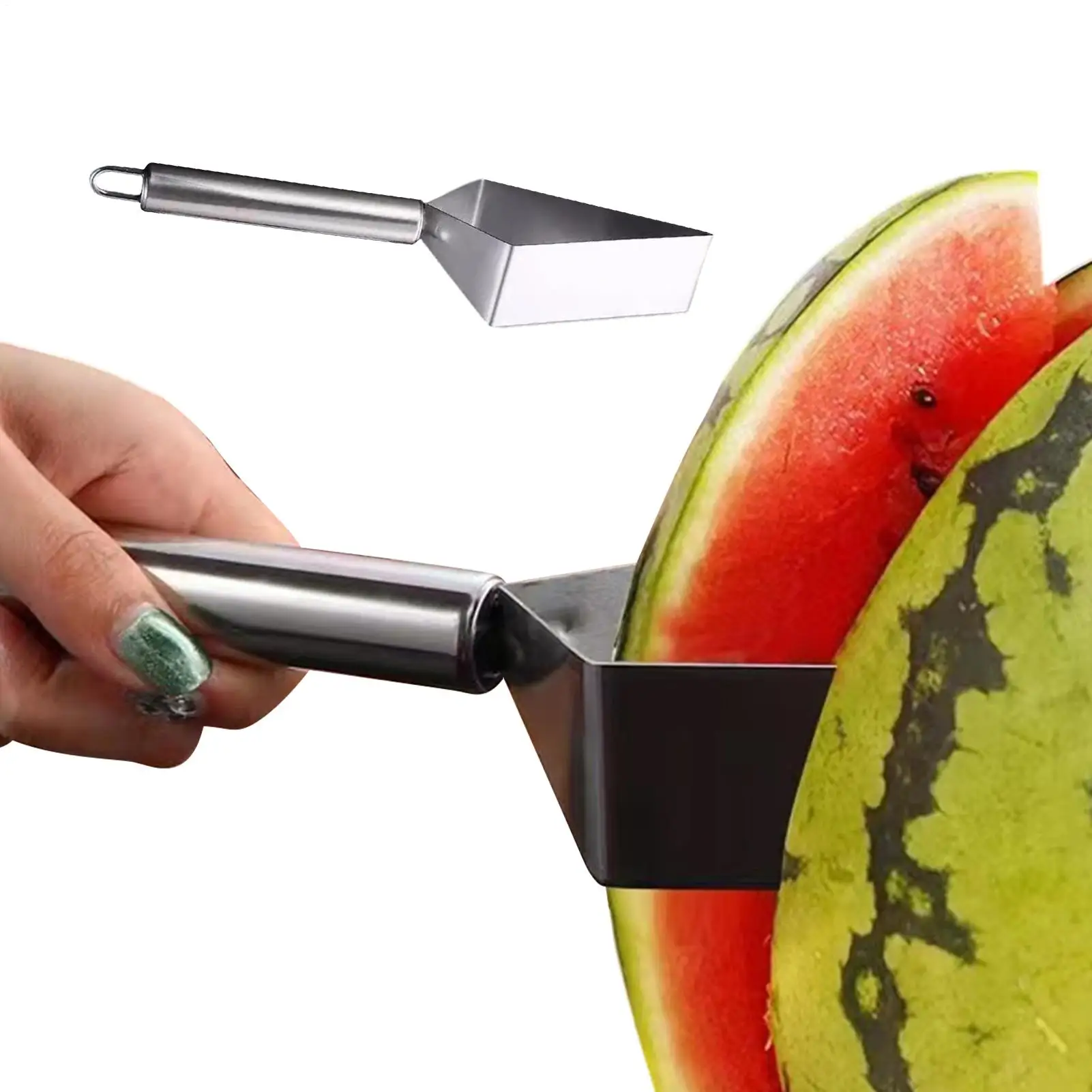 Stainless Steel Watermelon Slicer Non-slip Handle Food Grade Multifunctional Fruit Cutter for Kitchen Picnic Camping Cantaloupe