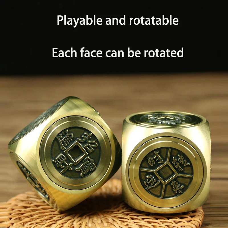 Six-faced Four Beasts Fidget Spinner EDC Copper Stress Relief Cube Decompression Cube Adult Antistress Fidget Toys For Kids Gift