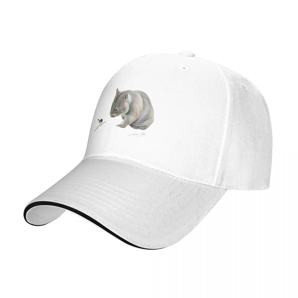 Wombat and Blue Wren Friends with signature. Superb blue fairy wren. Baseball Cap Visor |-F-| dad hat Men Golf Wear Women's