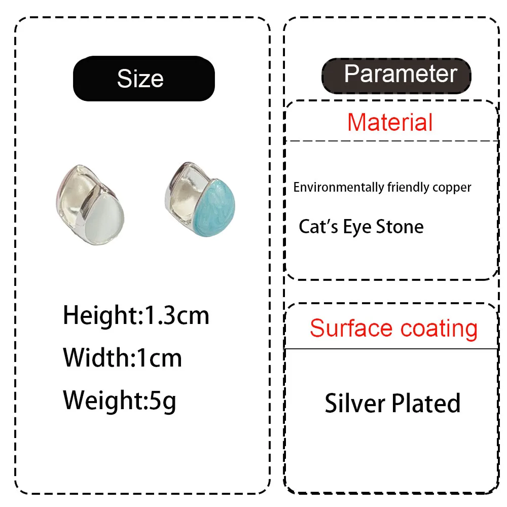Summer New Fashion Fresh Double-Sided Cat's Eye Stone Oil-Drop Hoop Earrings For Women Luxury Sweet Versatile Jewelry Accessory
