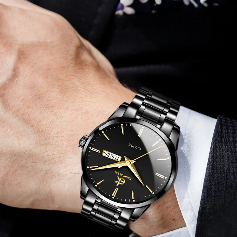 EK Watch for Men Quartz Watch Lumious Waterproof Stainless Steel Watch Men