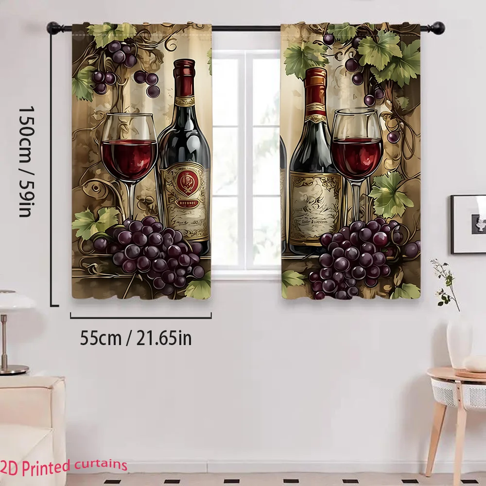 Realistic Grape Vine Wine Barrel Curtain Panel for Living Room Home Decor Botanical Vineyard Style Window Treatment