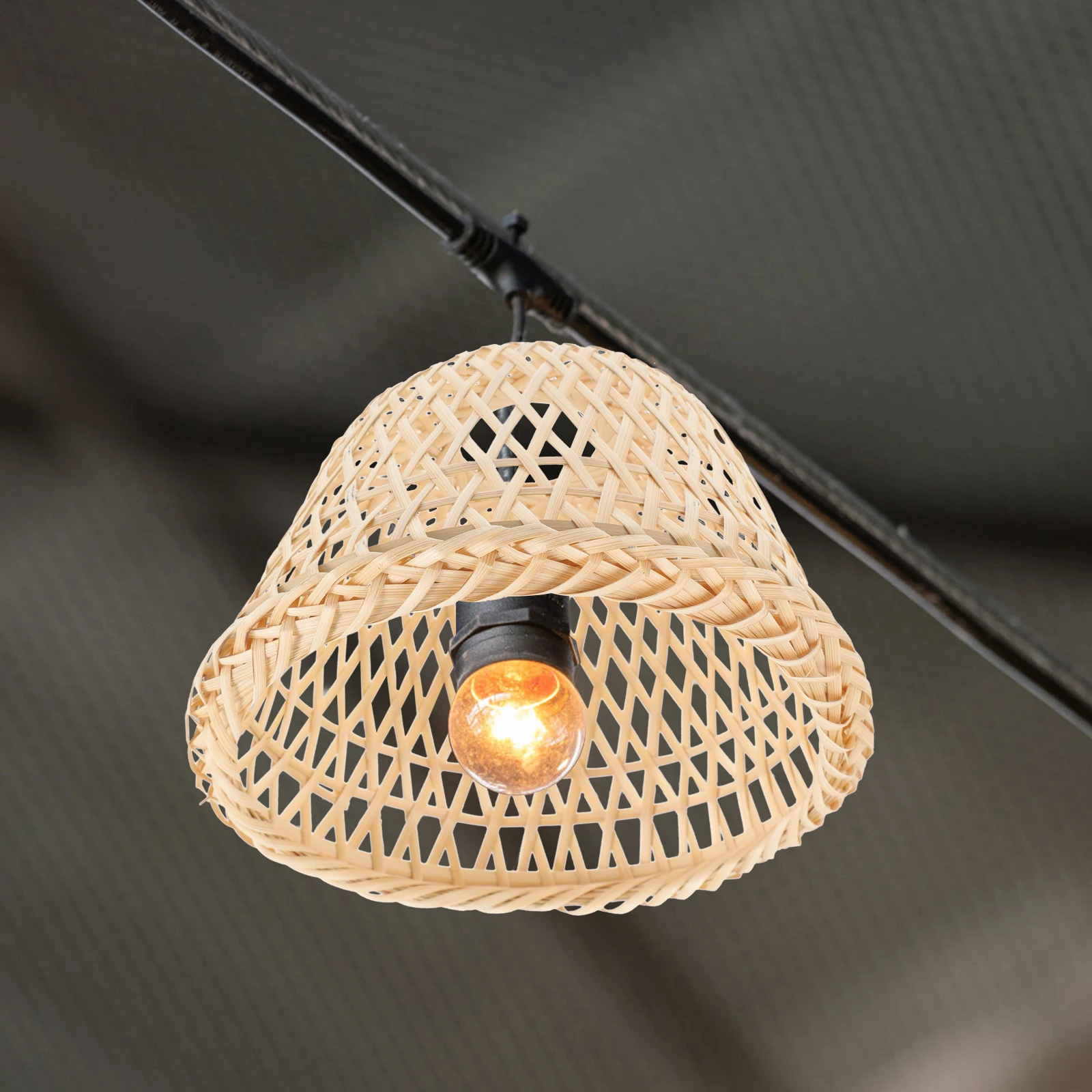 

Bamboo Lantern Lampshade Retro Style Small Desk Light Cover Living Room Hotel Restaurant Bamboo Weaving Premium Material Safe