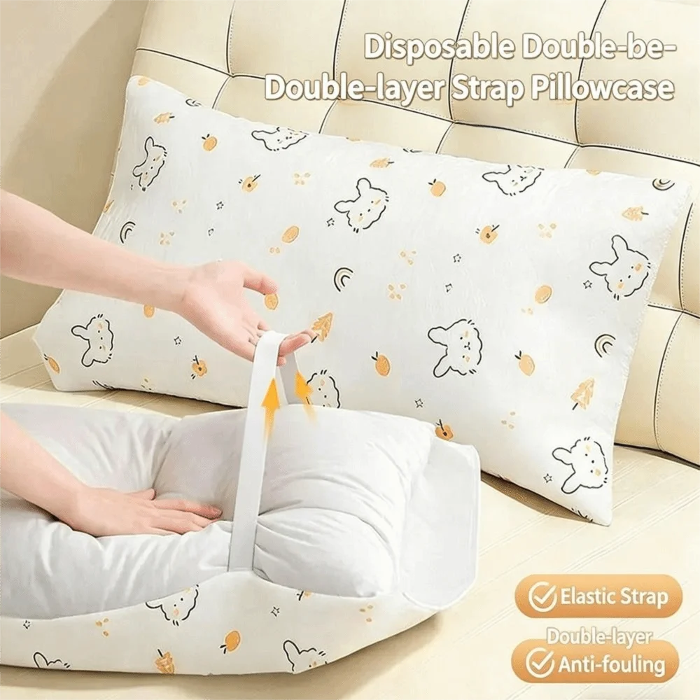 2Pcs/Pack Premium Thickened Disposable Pillowcase Double Layer Soft Breathable Travel Pillow Case Pillow Cover Train Sleeper