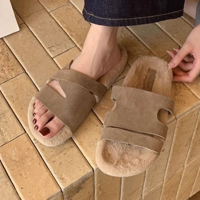

Women Flats Slippers Casual Sport Winter Suede Shoes 2025 Trend New Fashion Brand Slingback Flip Flops Cozy Walking Slides Mujer