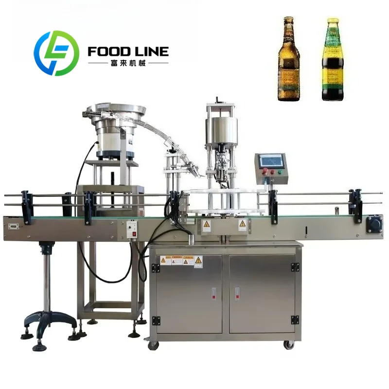 Factory Customized Fully Automatic Lid Locking Machine/glass Bottle Screw Capping Machine for Wine/juice/beer Liquid Filling