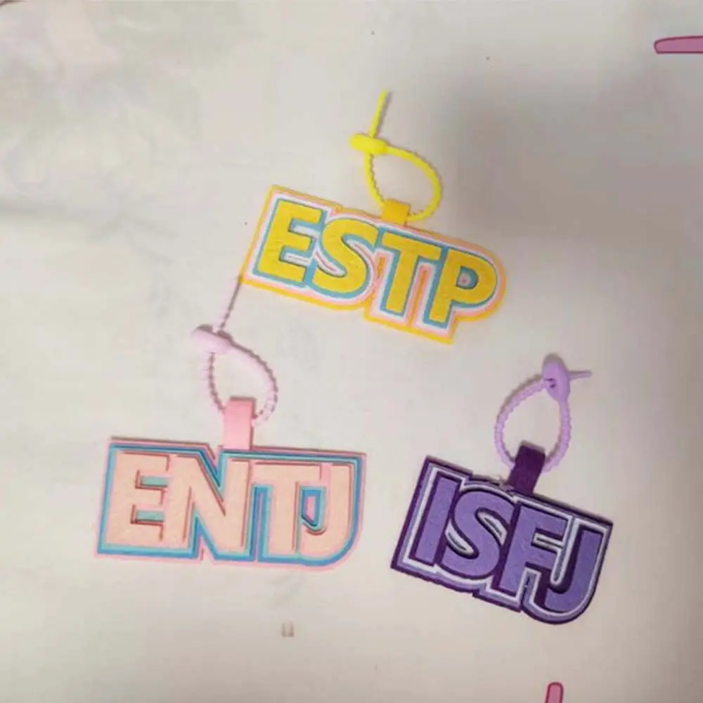 Funny Letter MBTI Key Chain Korean Style Keyring Non-woven Pendant Bag Pendant Charms 16 Type Personality Key Chain Women