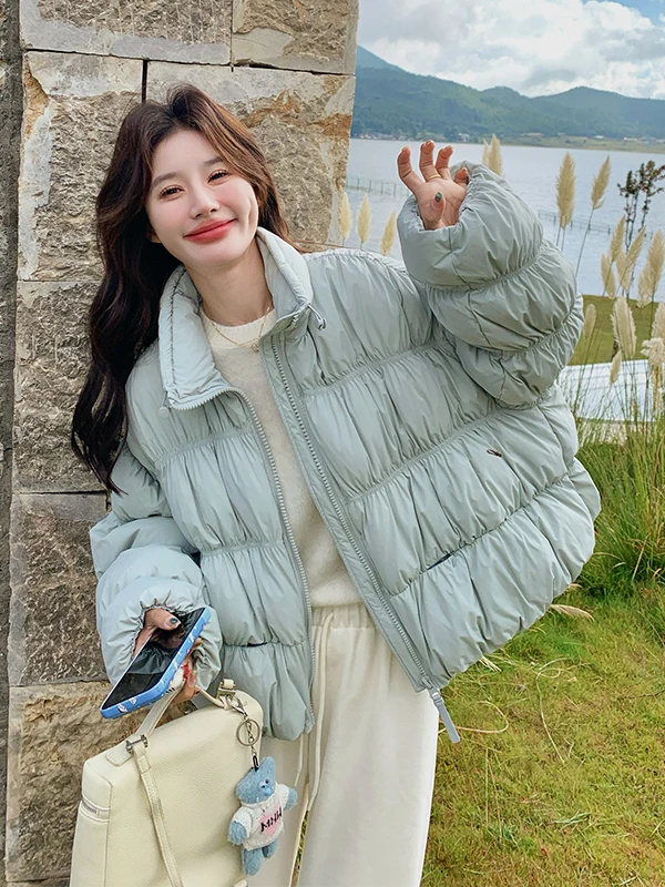 Veste d'hiver pour femme Light een ort, en duvet, ample, style lanterne, style coréen, chaude, pour les trajets quotidiens, tendance