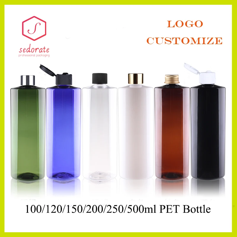 20pcs 100ML 120ML 200ML Empty Plastic Bottle With Aluminum Lid 500ML Flap Lid Refillable Bottle Cosmetic Container JX141-20