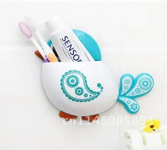 Popular Kid's Favourite Cartoon Bird Pattern Suction Cup Tooth Brush Holder Bathroom Accessories for Toothbrush 1 Piece Funny