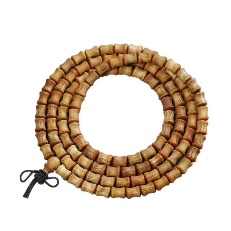 Cliff Cypress Raw Wood Bamboo Knot Cliff Cypress Bracelet Pure Natural Bracelet with 108 Buddhist Beads, Climbing Ornaments for