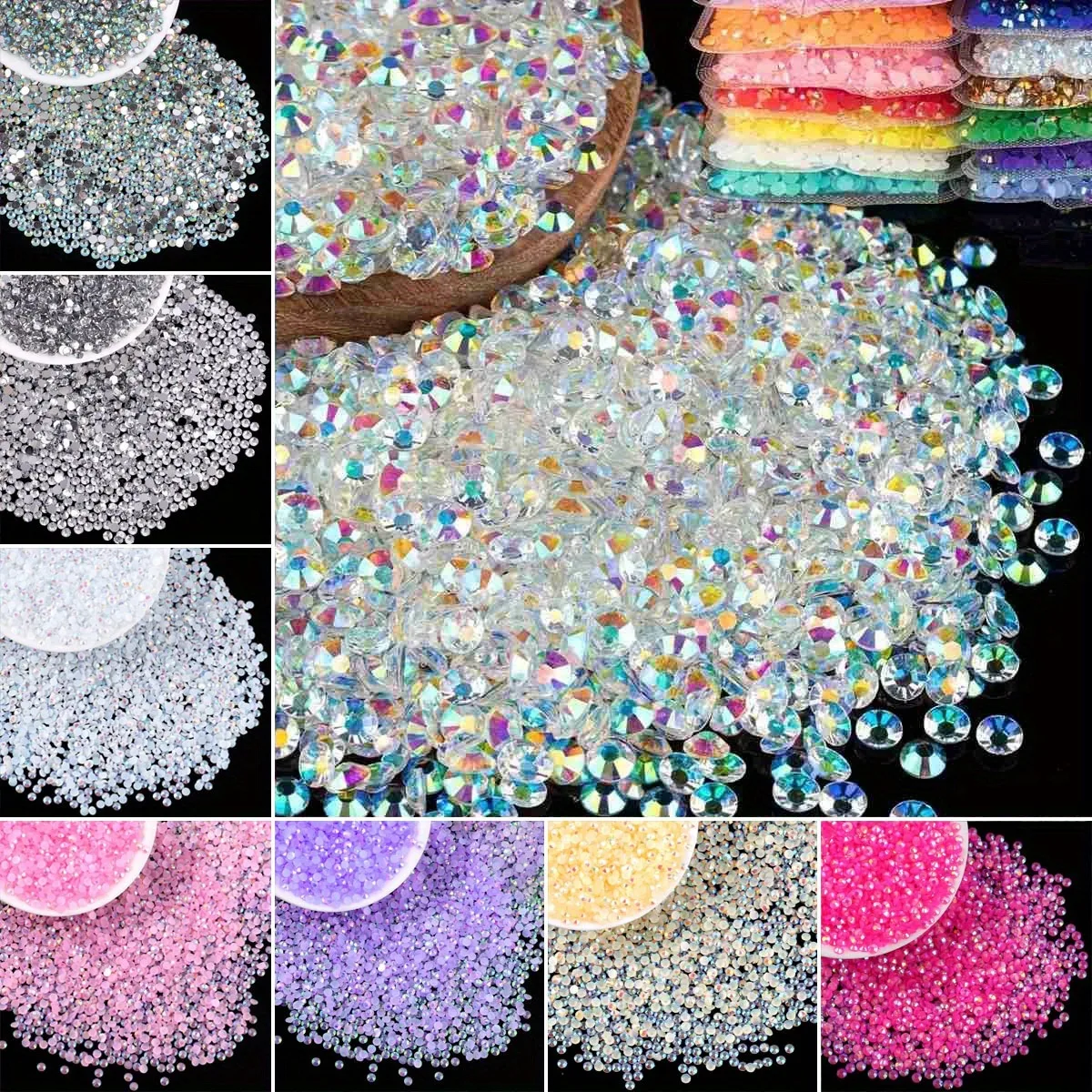4000 Pz 2/3/4mm Rotondo In Resina Fondo Piatto Colore Glitter Strass FAI DA TE 3D Unghie artistiche Decorazione Manicure Gemma Accessori