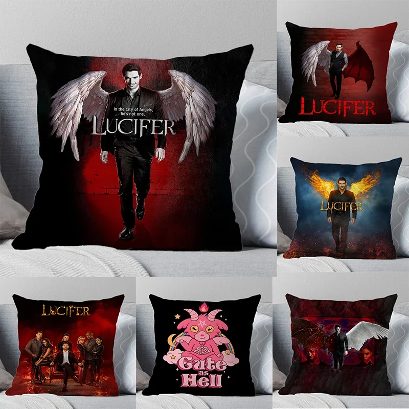 TV Show Lucifer Cushion Covers 45cm Home Chair Sofa Car Decorative Cool Pattern Pillow Case Anime Pillowcases No Pillow Insert