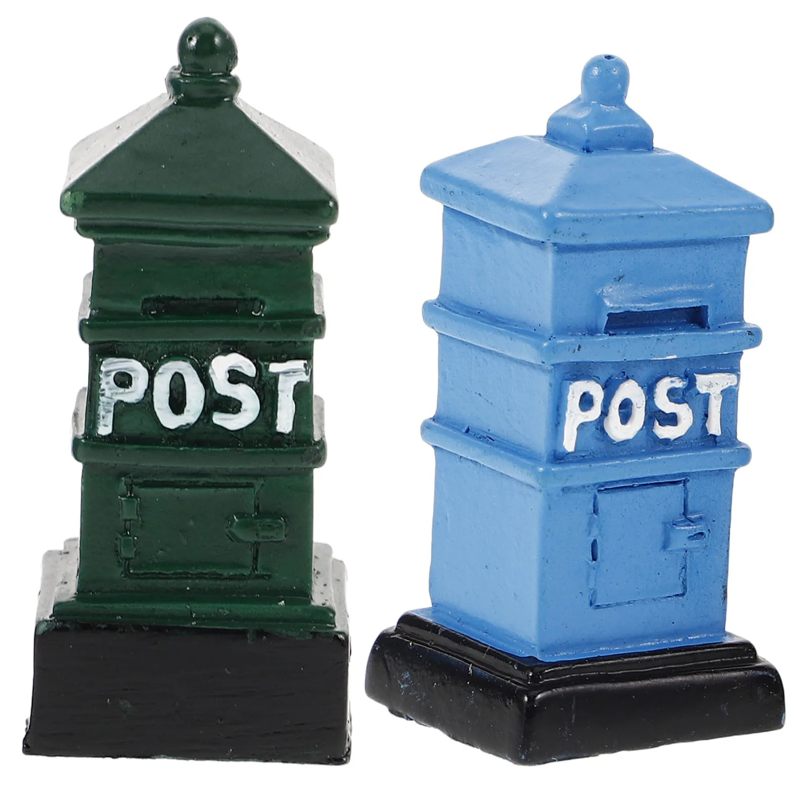 

2 Pcs Retro Postal Ornaments Vintage Decor Miniature Mailbox for Dollhouse Wall Mount Accessories Synthetic Resin Desk Model