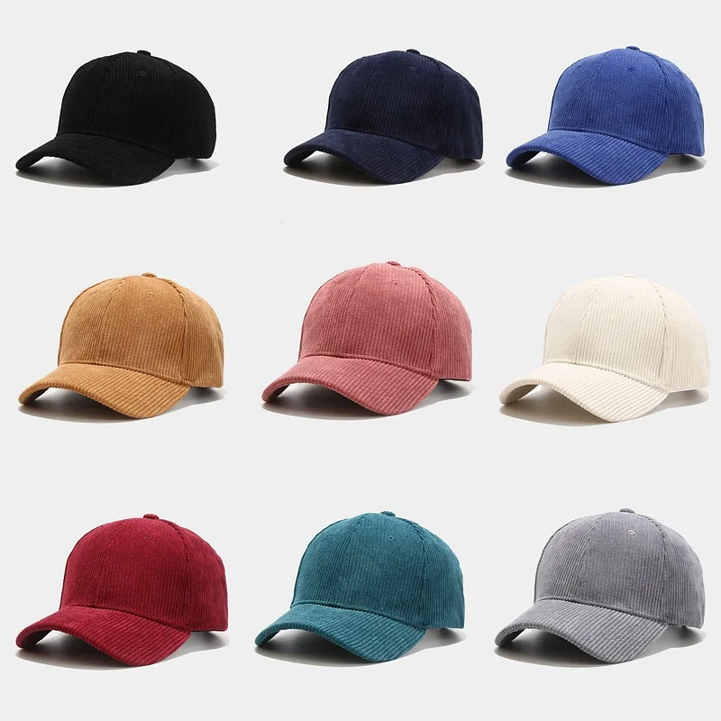 

Men's Women's Autumn Winter Corduroy Baseball Caps Ribbed Striped Solid Baseball Cap Male Female Curved Brim Visor Hats