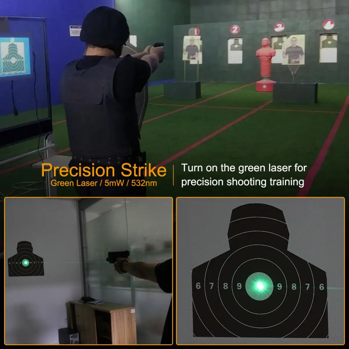 SecurityIng GF01 800 Lumen Rechargeable Mini Flashlight for Rail with 3 Modes Light IPX-6 Waterproof Rechargeable Flashlight