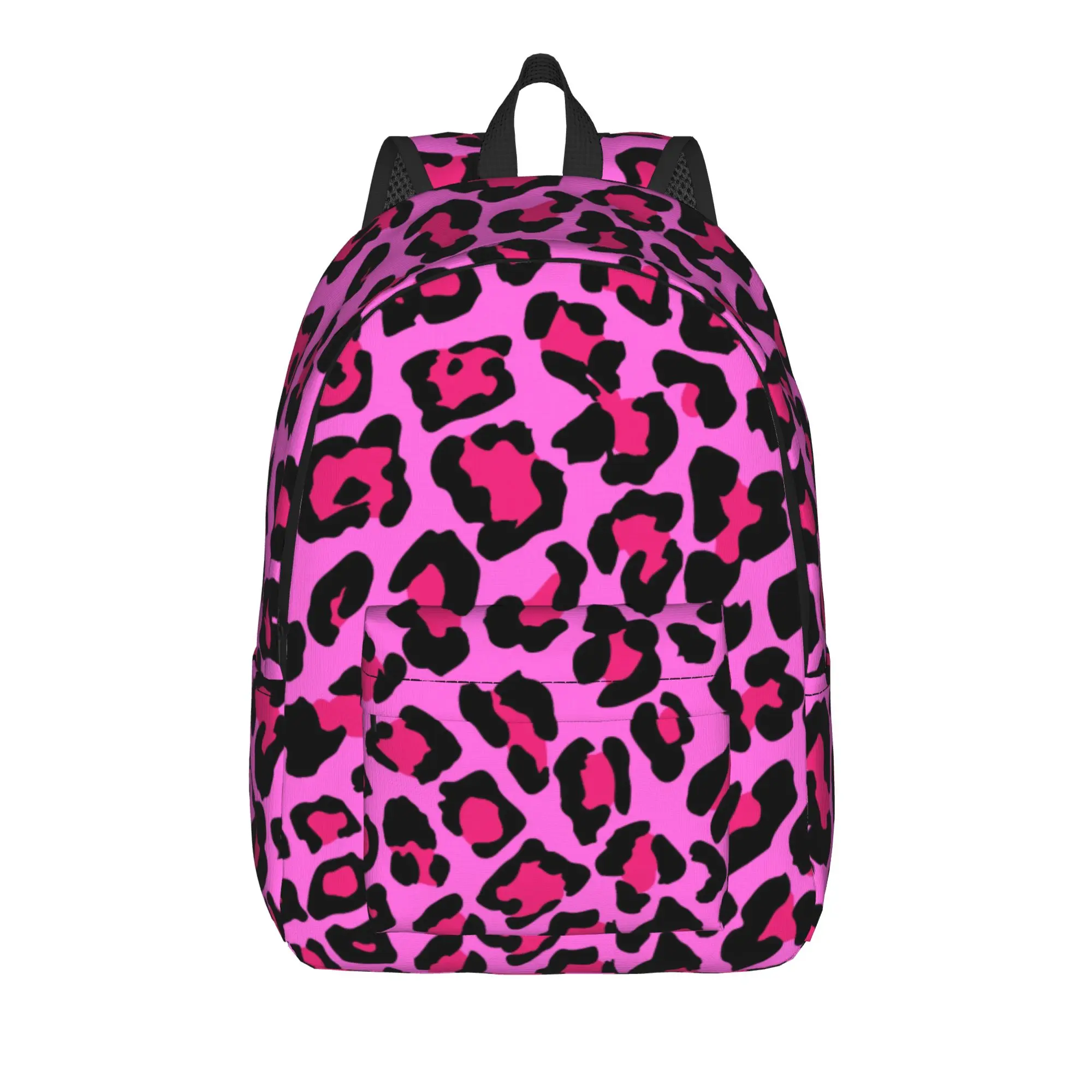 Pink Leopard Print Teenage Backpack with Pocket High School Business Camouflage Daypack for Men Women Laptop Shoulder Bag