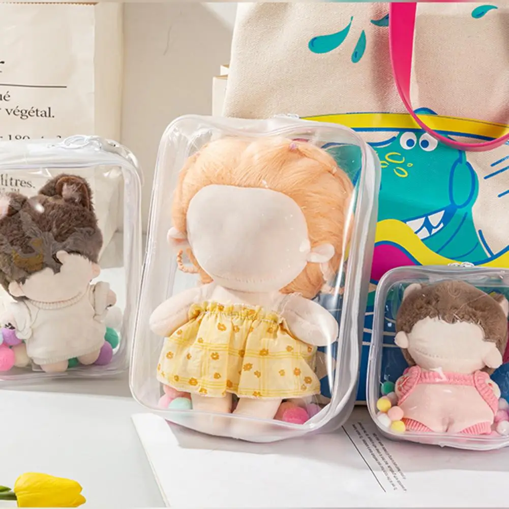 Durable Doll Protector Bag Visible Keychain Bag Doll Display Bag with Dustproof Transparent Storage Pouch for Easy Portability
