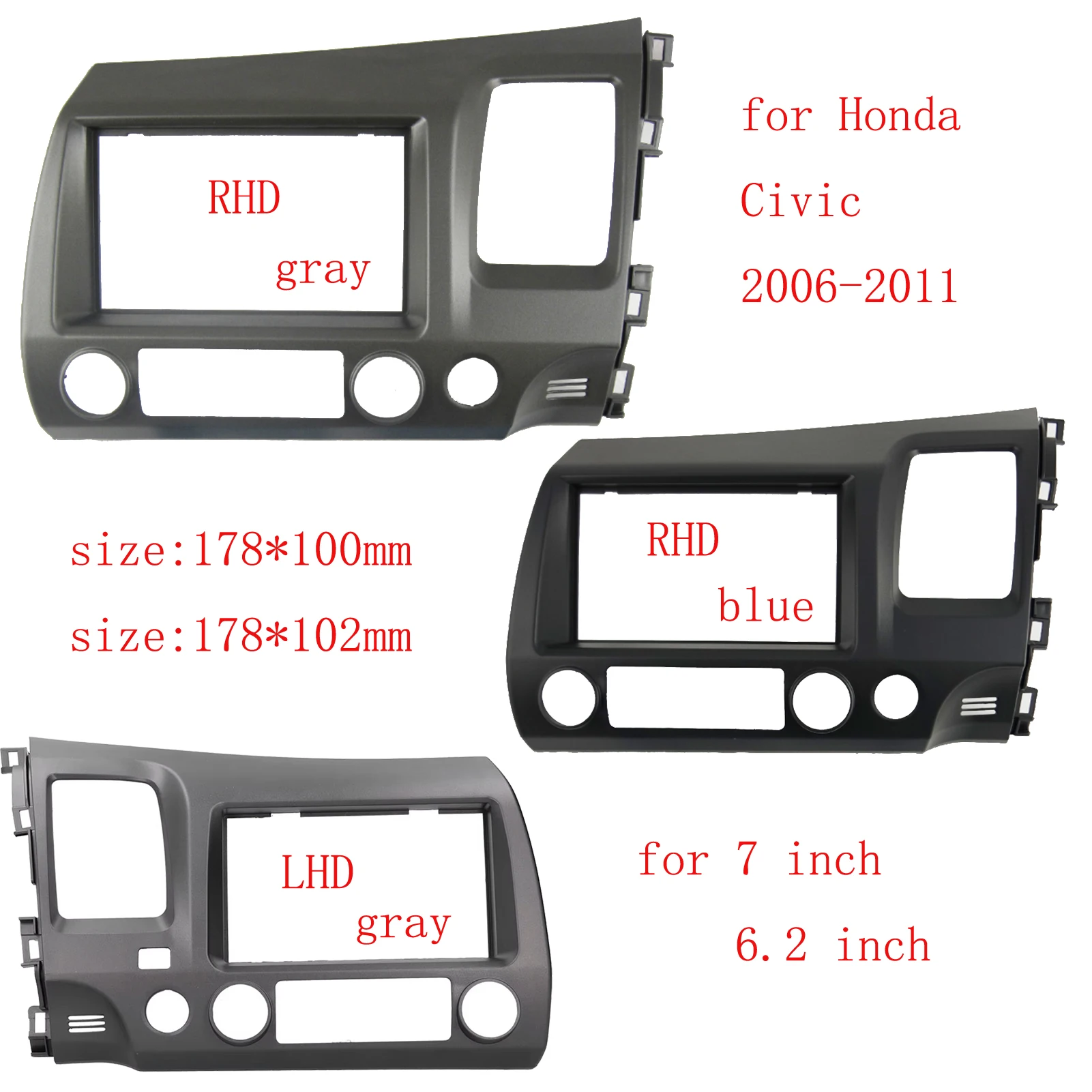 7INCH Car Radio Stereo GPS MP5 Player Panel Casing Frame 2 Din Head Unit Fascia Dash Cover For Honda CIVIC 2006-2011