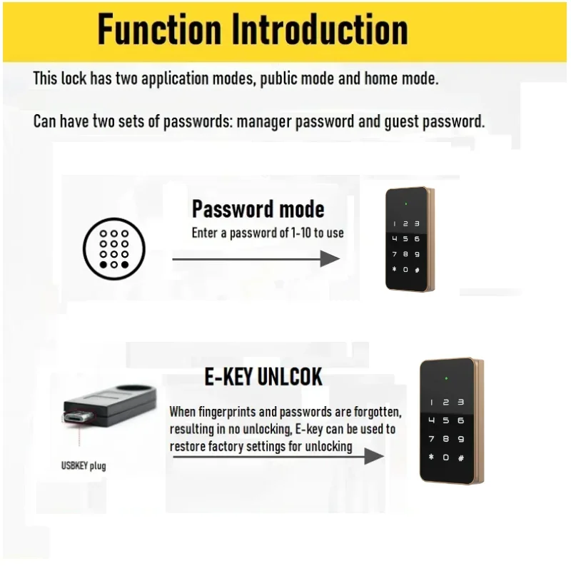 Imagem -04 - Smart Lock Armário com Touch Sensing Senha Gaveta Lock para Sauna Gym Locker Armário de Arquivos Armário de Armazenamento Digital