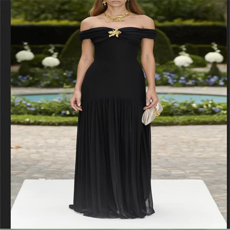 

Платье на день рождения, женское сексуальное торжественное свадебное платье для гостей, черное платье макси без рукавов с открытыми плечами, женское вечернее платье по индивидуальному заказу