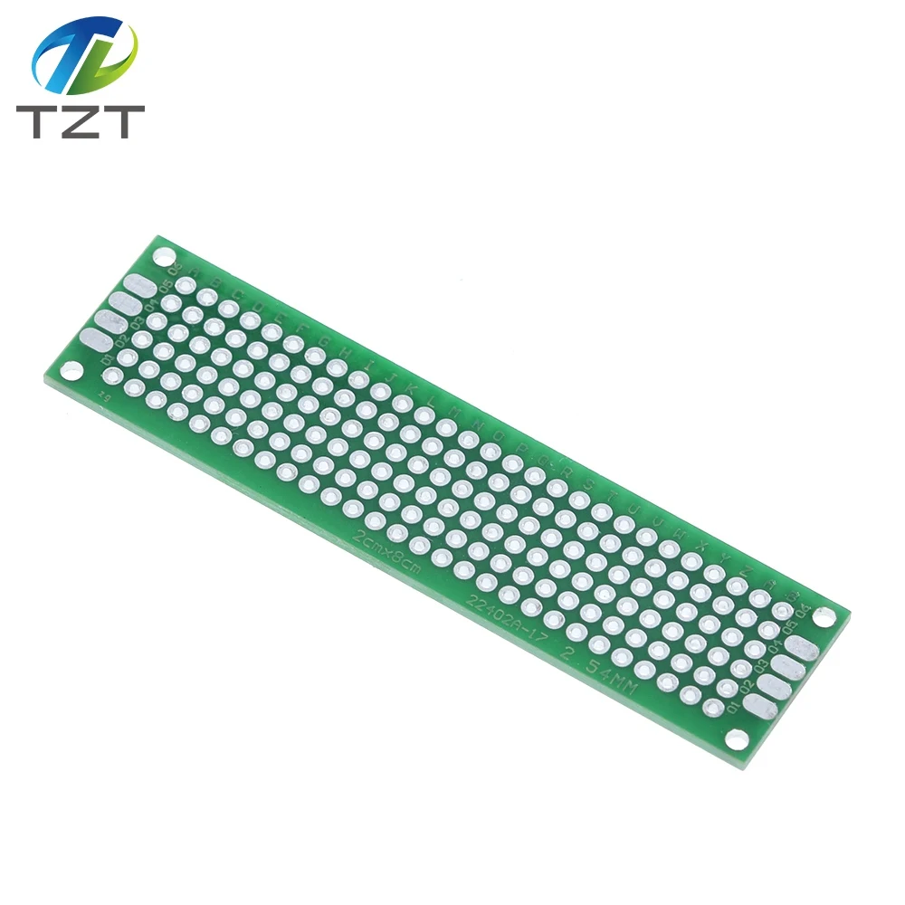 TZT 1/10pcs/lot 2x8 Double Side Copper Prototype PCB Universal Board Experimental Development Plate Green