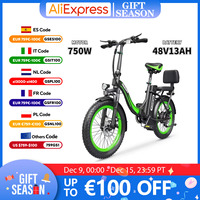 E Bike 750W Powerful Motor 48V13AH Waterproof Lithium Battery Folding Electric Bicycle 20-Inch Tire commuting Electric Bike